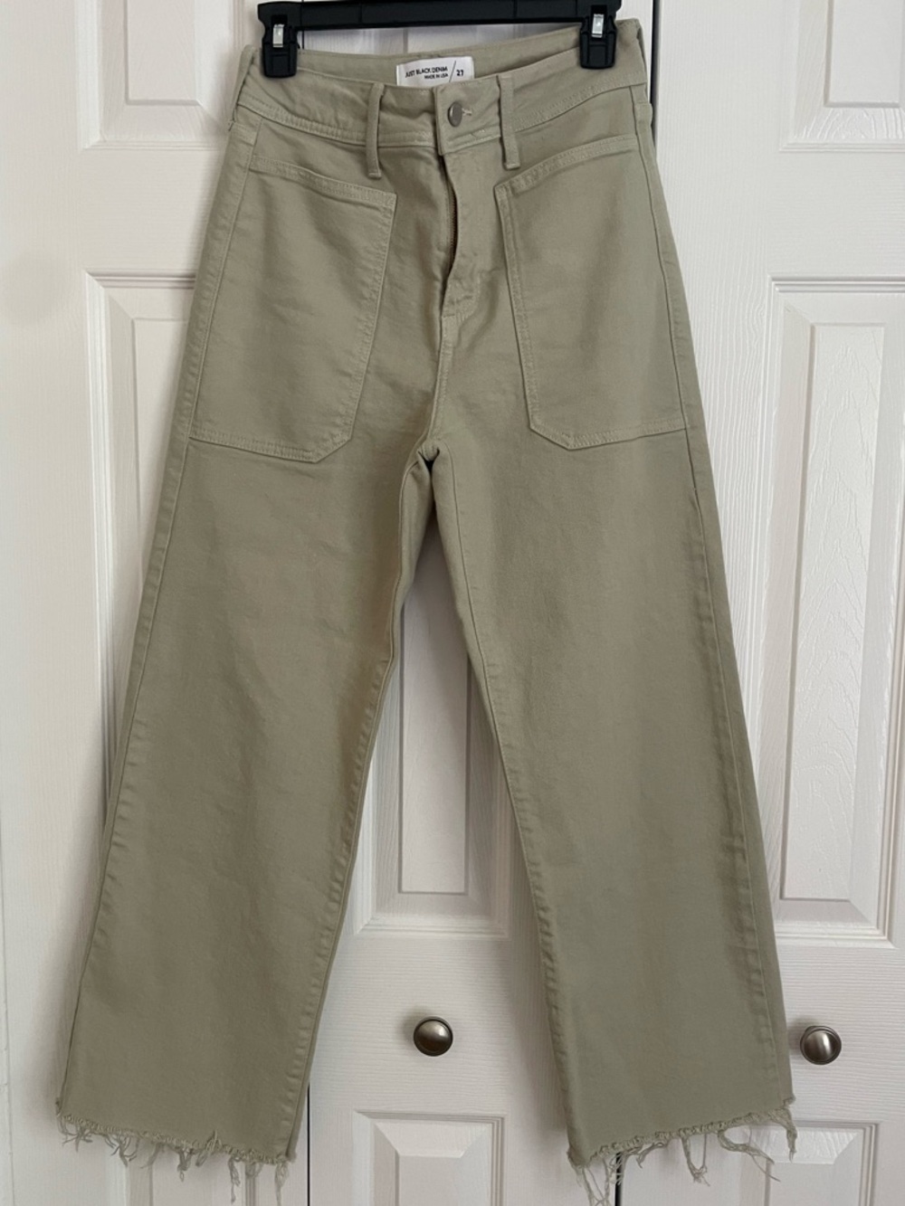 Just Black Straight High-Rise Jeans in Light Sage